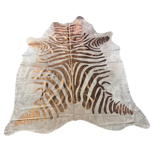 Bronze Metallic Zebra Cowhide Rug Size: 7x6.2 feet J-022