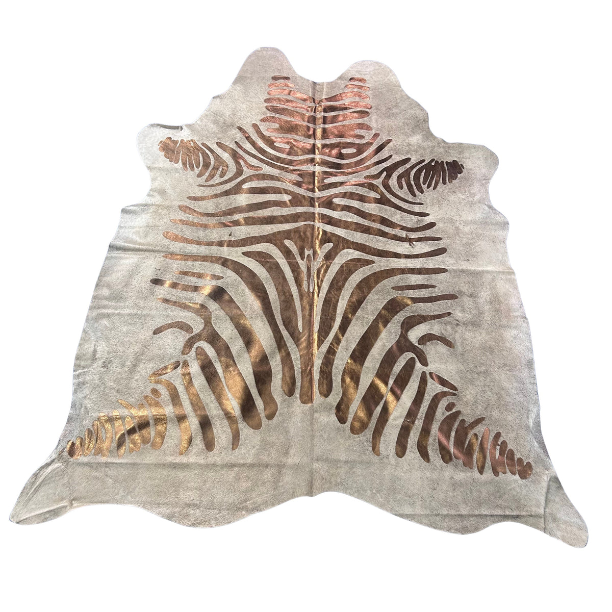 Bronze Metallic Zebra Cowhide Rug Size: 7x6.2 feet J-023