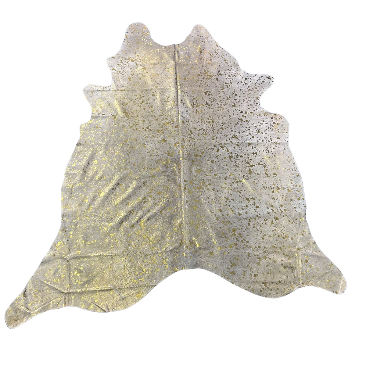 Gold Metallic Acid Washed Cowhide Rug Size: 7x6.5 feet J-024