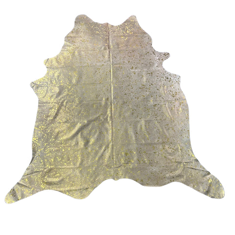 Gold Metallic Acid Washed Cowhide Rug Size: 7x7 feet J-025