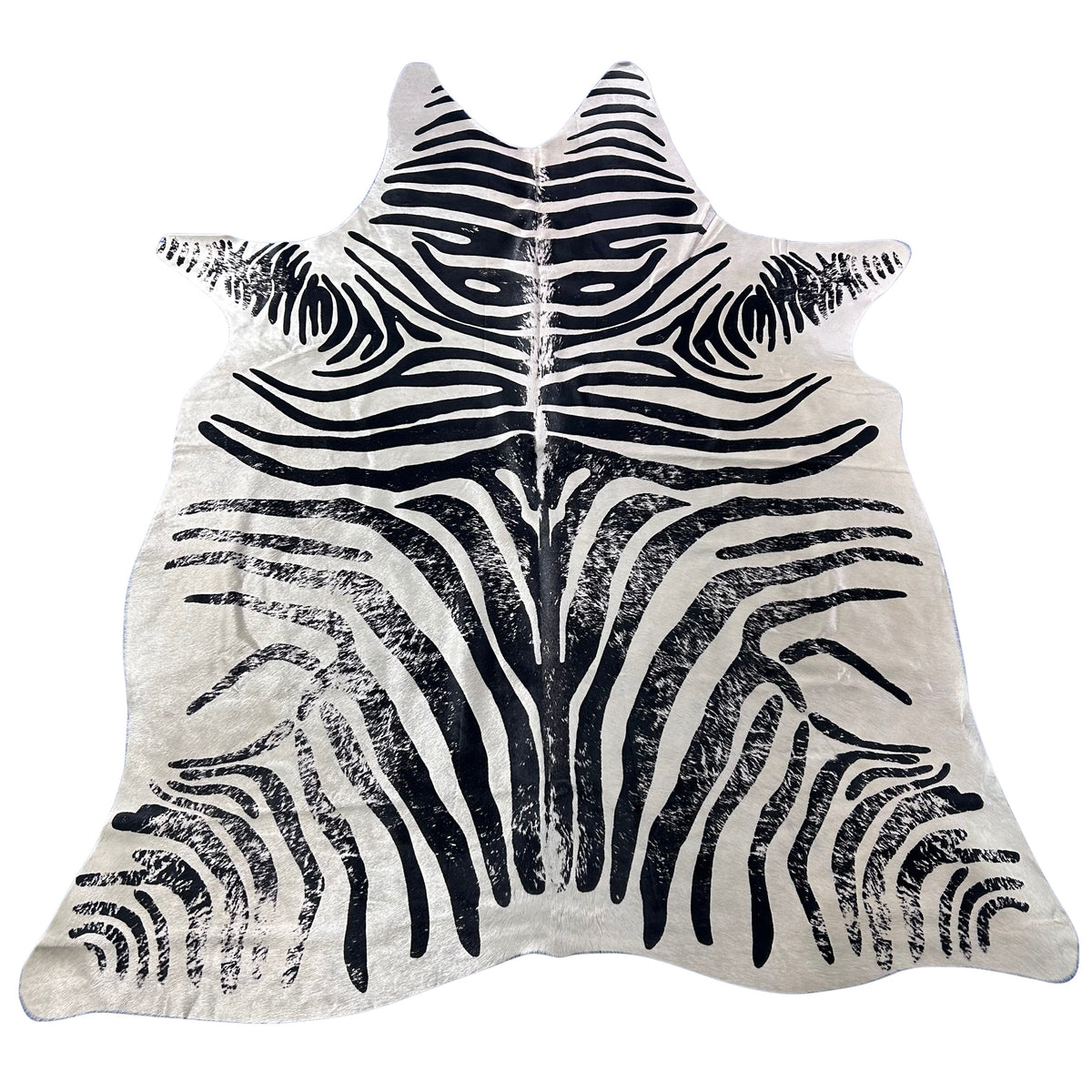 Distressed Zebra Print Cowhide Rug Size: 7x6 feet J-028