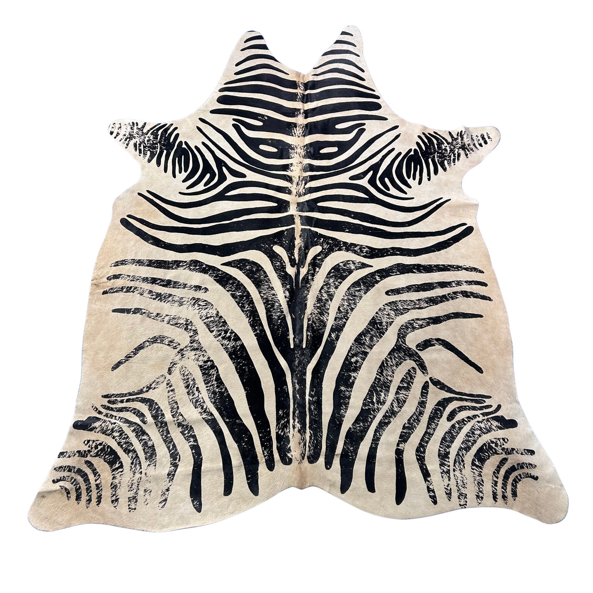 Distressed Zebra Print Cowhide Rug (background is a bit beige) Size: 7x6 feet J-031