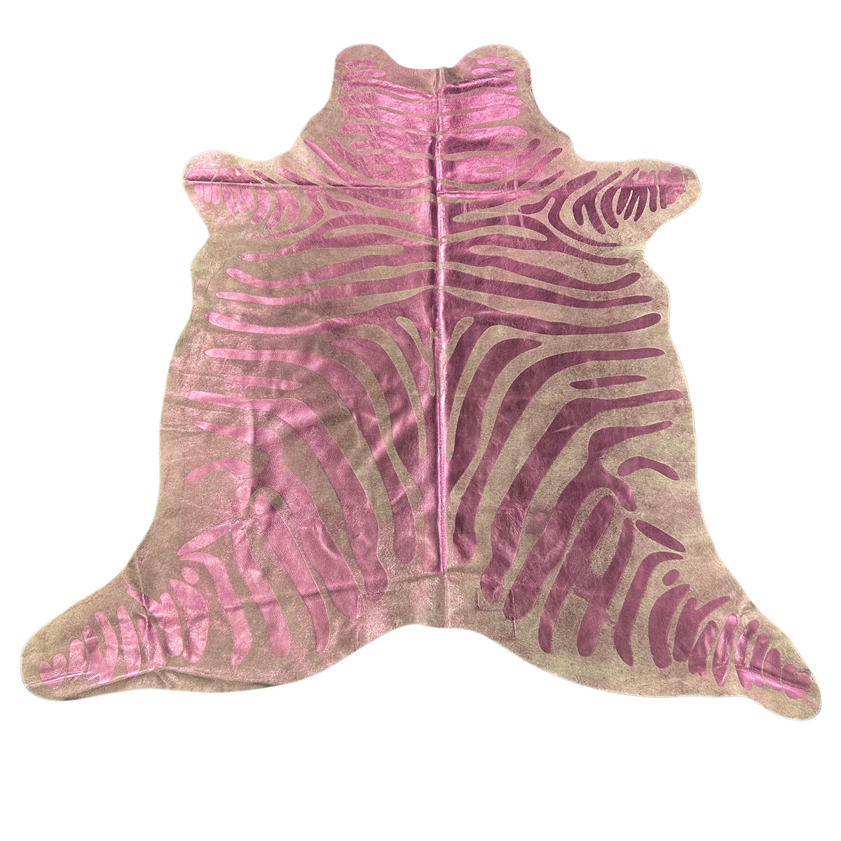 Pink Metallic Zebra Cowhide Rug Size: 6x6 feet J-041