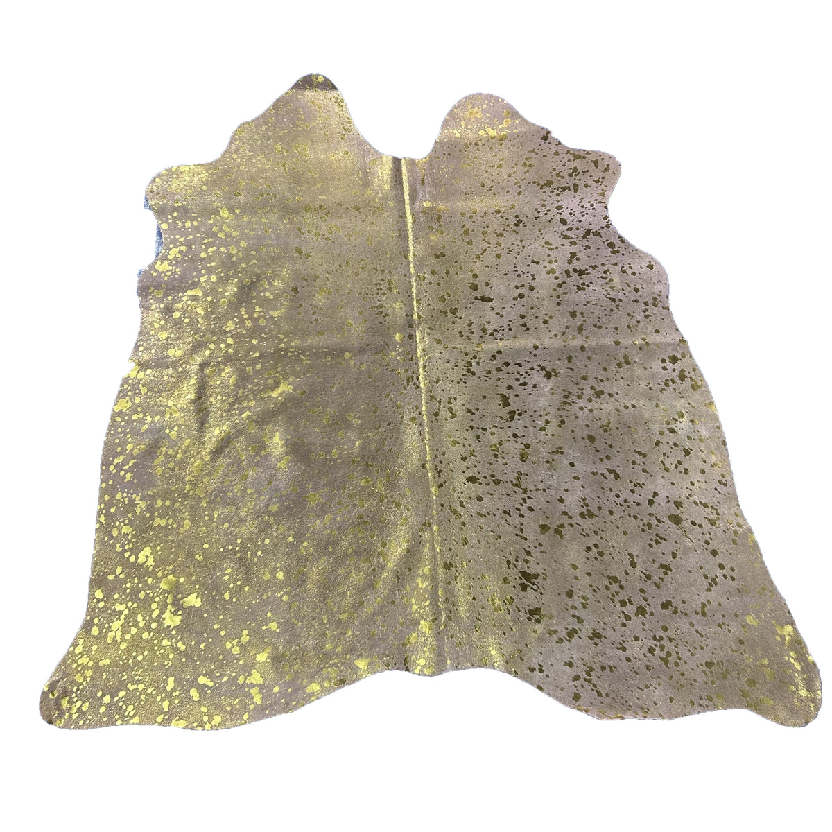 Gold Metallic Acid Washed Cowhide Rug Size: 5x4.7 feet J-044