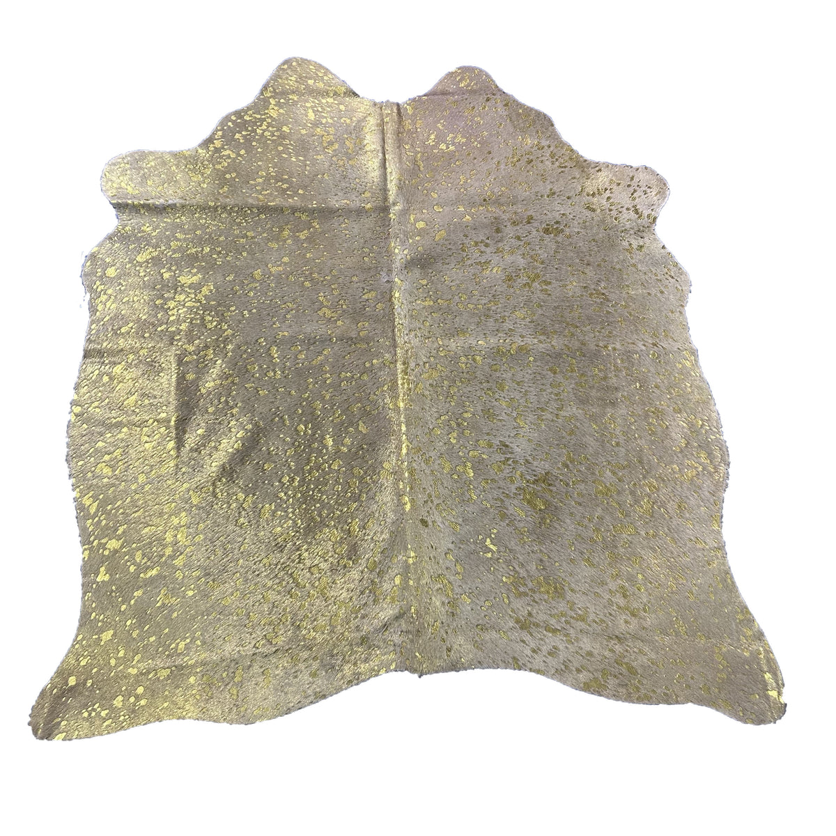 Gold Metallic Acid Washed Cowhide Rug Size: 5x4.5 feet J-045