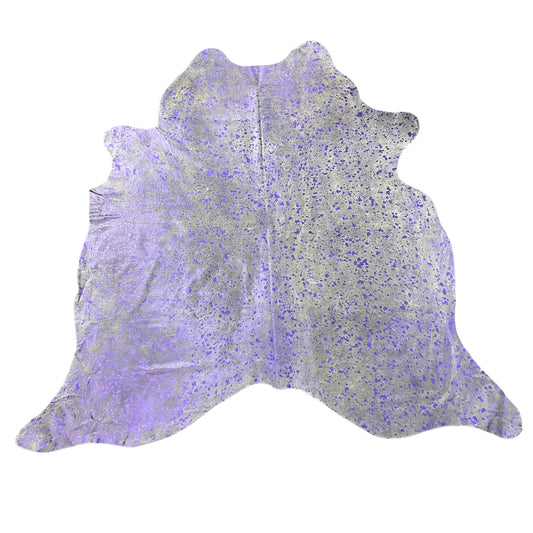 Purple Metallic Acid Washed Cowhide Rug Size: 7x7.2 feet J-059