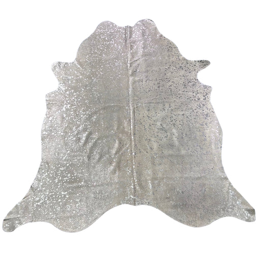 Silver Metallic Cowhide Rug Size: 7x7 feet J-061