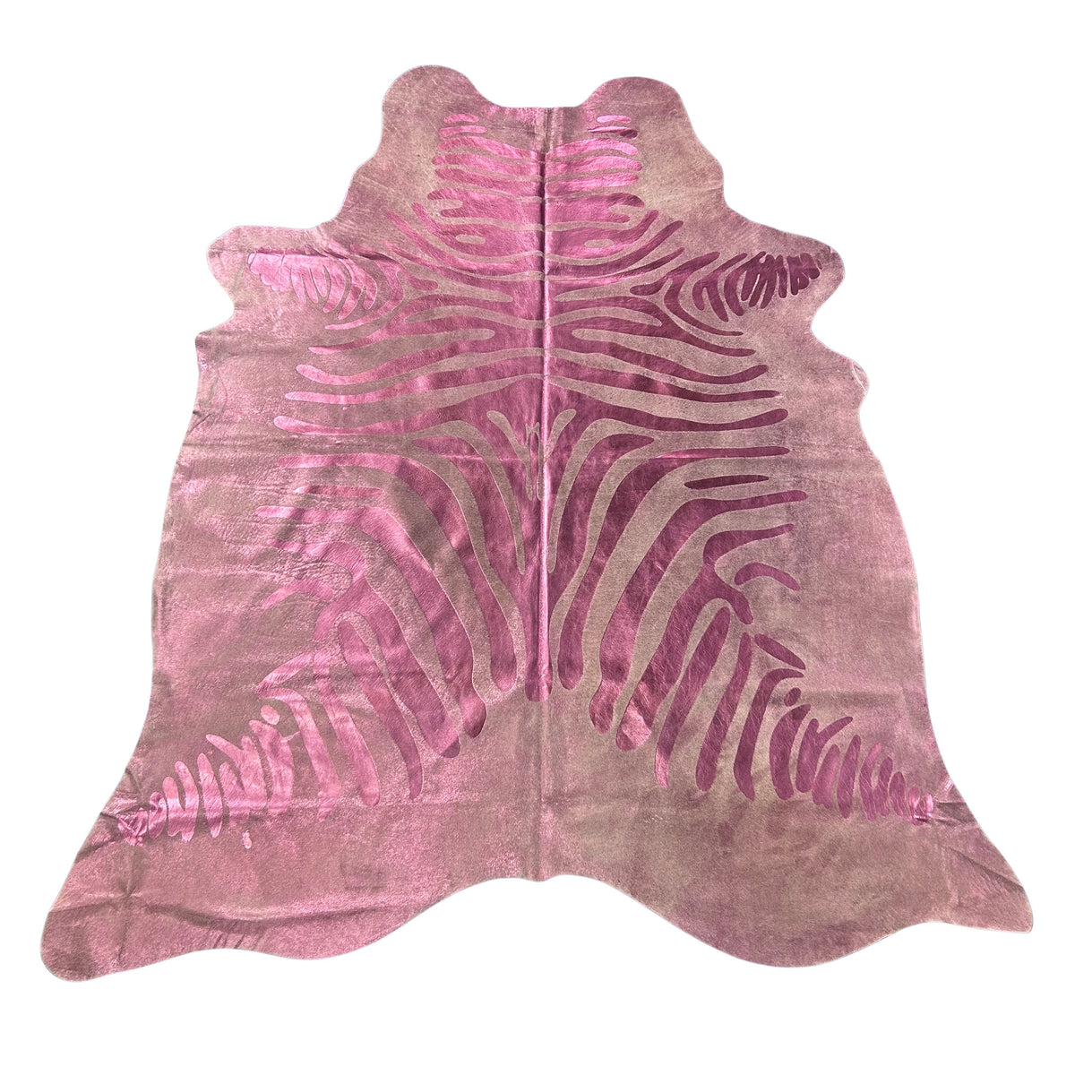 Pink Metallic Zebra Cowhide Rug Size: 7x6.2 feet J-076