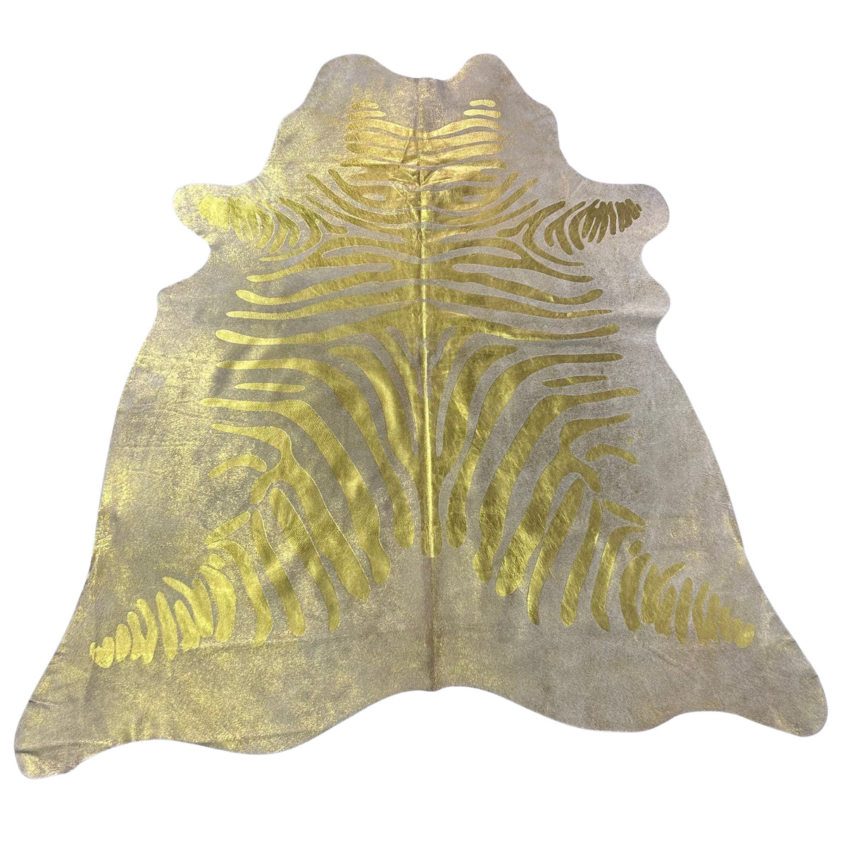 Gold Metallic Zebra Cowhide Rug Size: 7x6.2 feet J-078