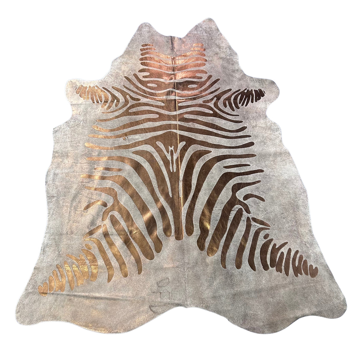 Bronze Metallic Zebra Cowhide Rug Size: 7.7x6 feet J-085