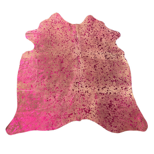 Pink Metallic Zebra Cowhide Rug Size: 5x5 feet J-096
