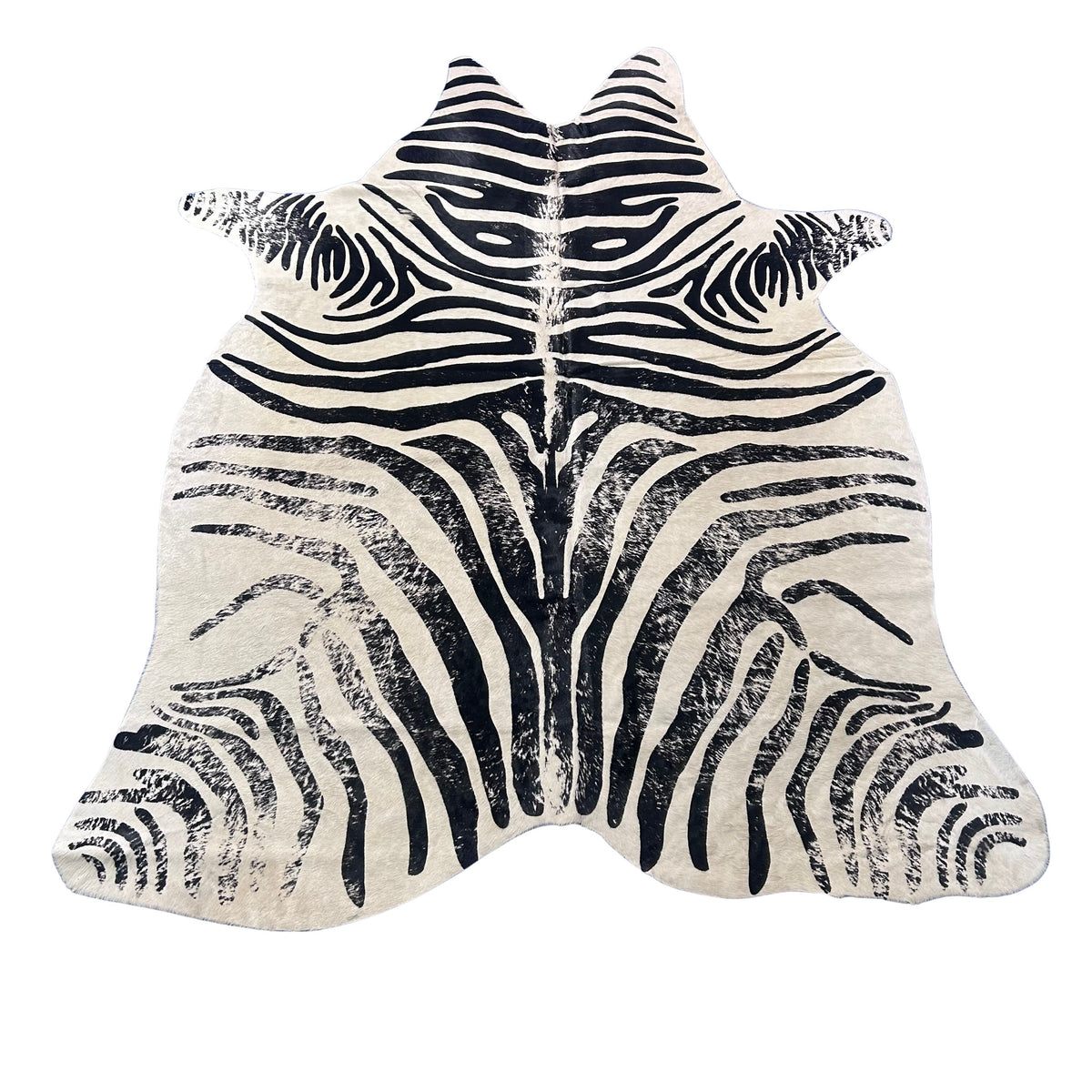 Distressed Zebra Cowhide Rug Size: 7x5.5 feet J-099