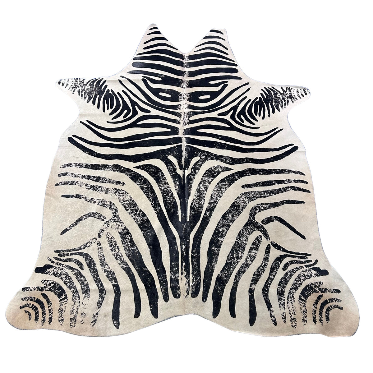 Distressed Zebra Cowhide Rug Size: 7x6 feet J-101