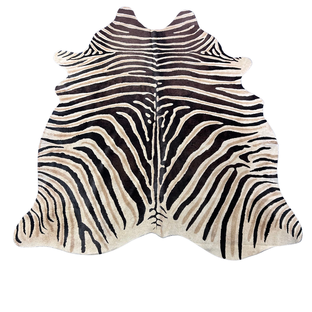Genuine Zebra Brown Stripes Cowhide Rug Size: 7x5.7 feet J-103
