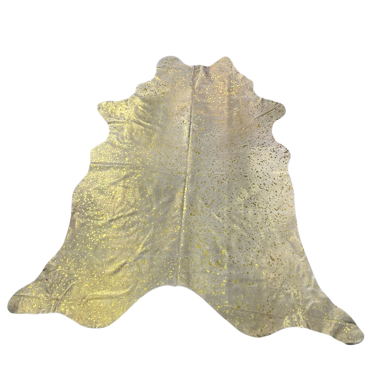 Gold Metallic Acid Washed Cowhide Rug Size: 8x8 feet J-104