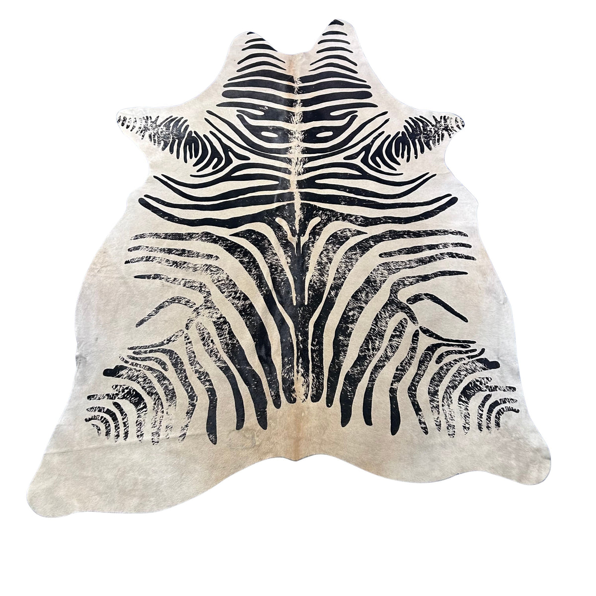 Distressed Zebra Print Cowhide Rug Size: 7.7x6 feet J-110