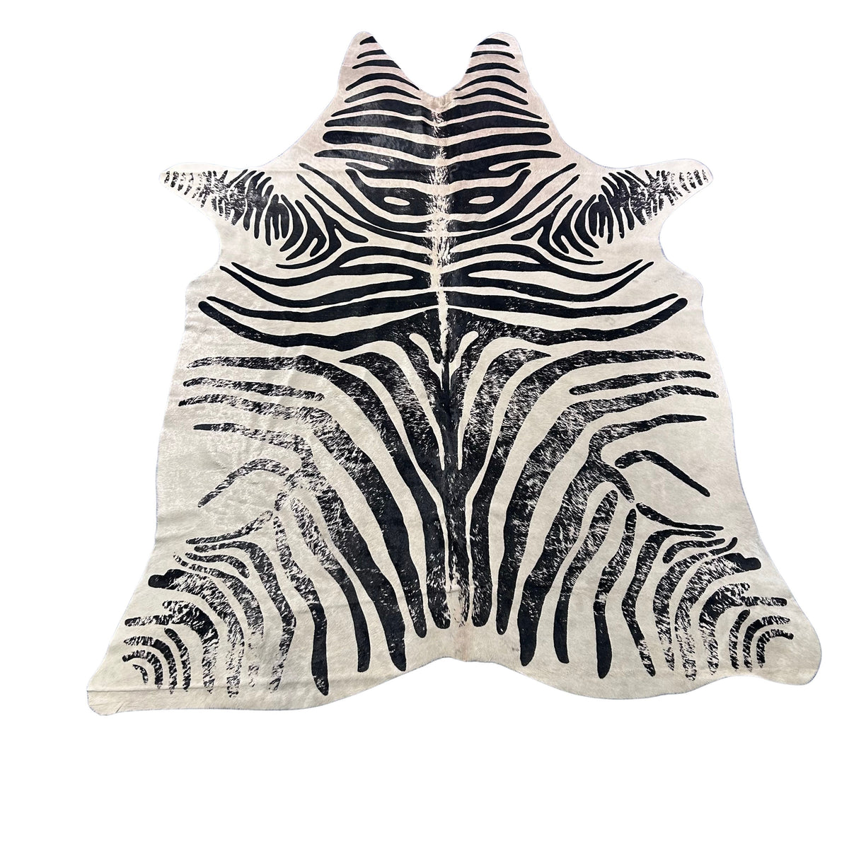 Distressed Zebra Print Cowhide Rug Size: 7x5.7 feet J-111