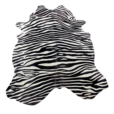 Zebra Print Cowhide Rug (stripes are dark brown) Size: 7x5.5 feet J-112