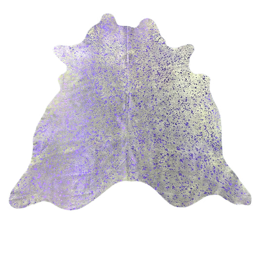 Purple Metallic Acid Washed Cowhide Rug Size: 7x7 feet J-117