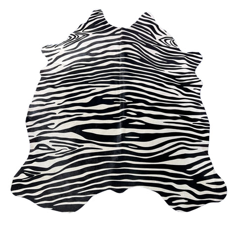 Horizontal Stripes Zebra Cowhide Rug Size: 7.2x5.5 feet J-118
