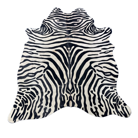 Upholstery Zebra Print Cowhide Rug (some brown in the middle) Size: 7x6 feet J-119