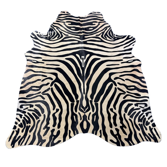 Upholstery Zebra Print Cowhide Rug (light beige background/ beautiful quality/ 1 small patch) Size: 7x6 feet J-121