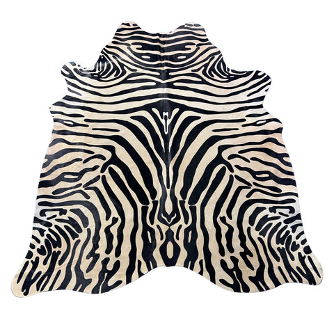 Upholstery Zebra Print Cowhide Rug (light beige background/ beautiful quality/ 1 small patch) Size: 7x6 feet J-121