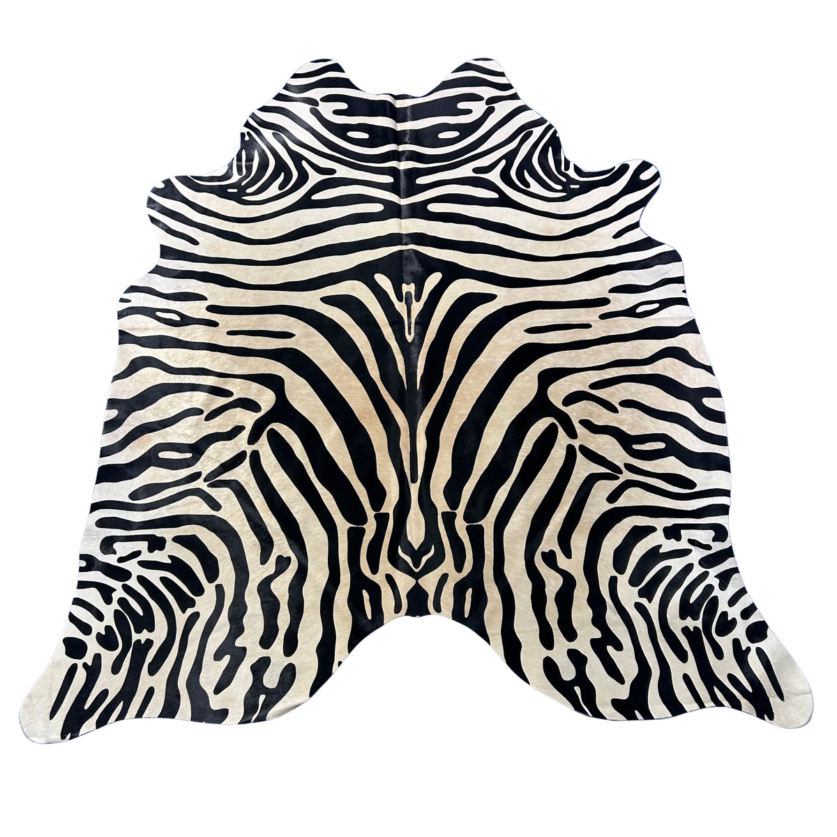 Upholstery Zebra Print Cowhide Rug (light beige background/ beautiful quality) Size: 7x6 feet J-122