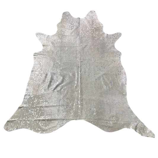 Silver Metallic Cowhide Rug Size: 8x7 feet J-124