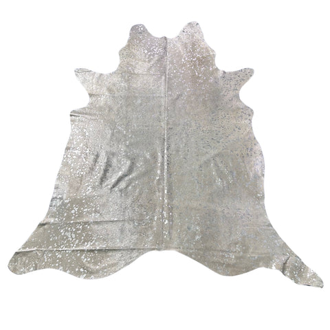 Silver Metallic Cowhide Rug Size: 8x7 feet J-124