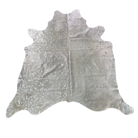 Silver Metallic Cowhide Rug Size: 7x7 feet J-126
