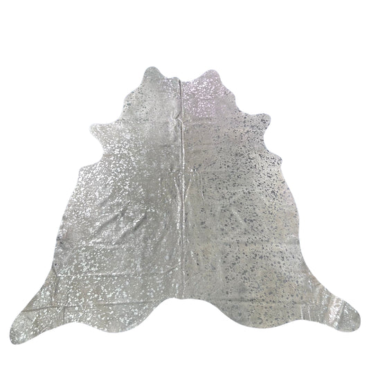 Silver Metallic Cowhide Rug Size: 7.2x7.5 feet J-127