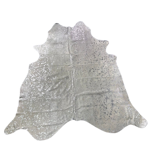 Silver Metallic Cowhide Rug Size: 7.5x7 feet J-128