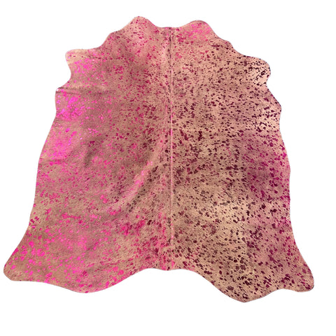 Pink Metallic Cowhide Rug Size: 5.5x4.7 feet J-130