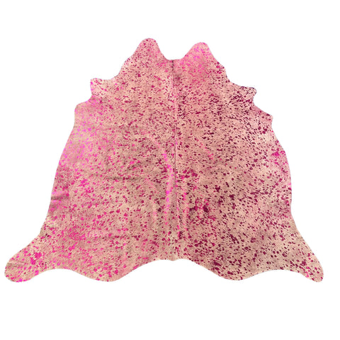 Pink Metallic Cowhide Rug Size: 6x6.5 feet J-132