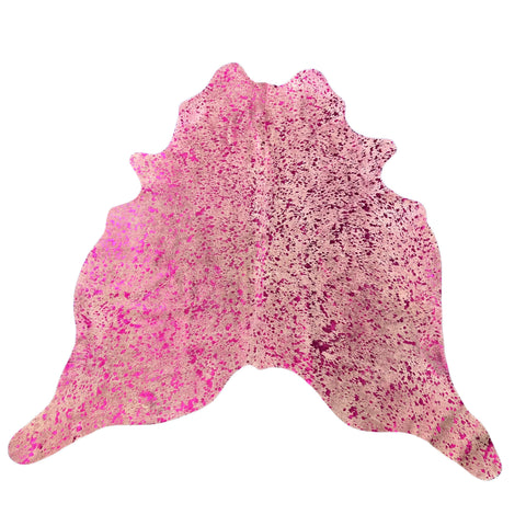 Pink Metallic Cowhide Rug Size: 7.2x7 feet J-144