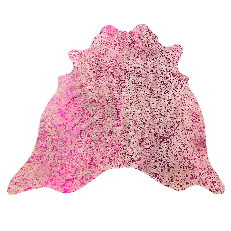 Pink Metallic Cowhide Rug Size: 7x6.5 feet J-145