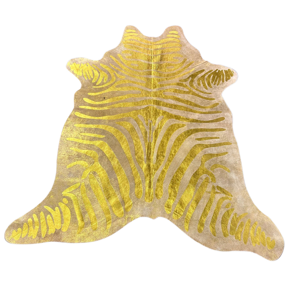Gold Metallic Zebra Print Cowhide Rug Size: 6x5.5 feet J-146