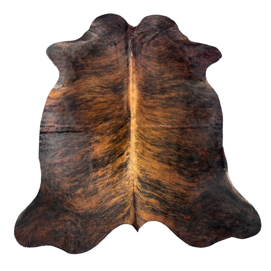 Dark Brindle Cowhide Rug with Lighter Brown Center Size: 7x5.7 feet L-003