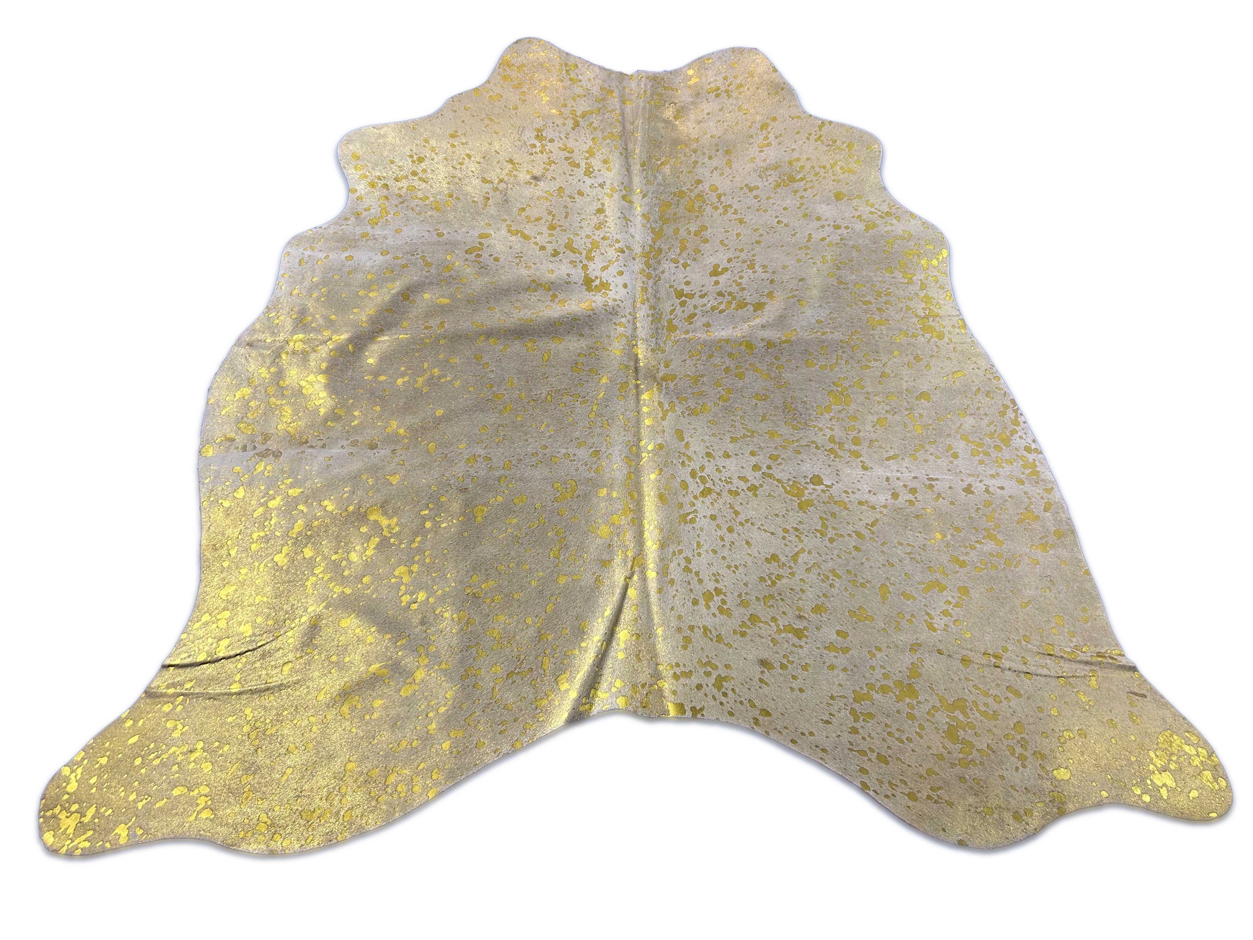 Small Gold Metallic Cowhide Rug Size: 5x5.2 feet M-1633