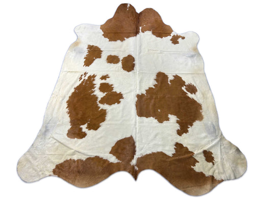 Brown & White Cowhide Rug Size: 8x7 feet M-1643