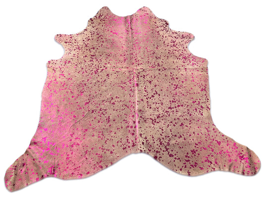 Pink Metallic Cowhide Rug Size: 7x7 feet M-1686