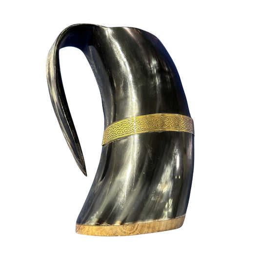 Viking Drinking Mug - Viking Drinking Mug - Viking Drinking Mug Ox Horn Drinking mug with Viking Motive