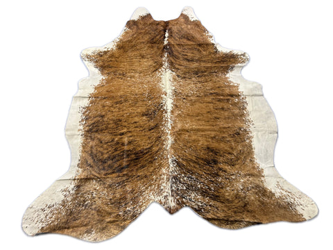 Speckled Tricolor Brindle Cowhide Rug Size: 7.2' X 6.2' Speckled Brindle Cowhide Rug O-409