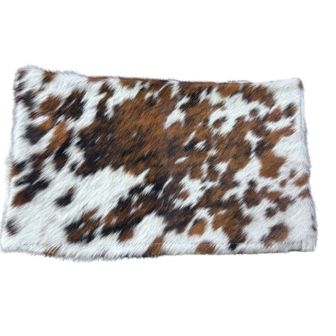 Set of two 19 x 11 1/2" Tricolor Cowhide Pillow Covers / Speckled Tricolor Cowhide Pillow Cover -Lumbar- Size: 19 in x 11.5 in