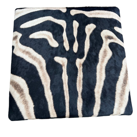 Real Zebra Skin Ottoman Cube 20 H X 20 X 20" Zebra Skin Hair-on Ottoman # W