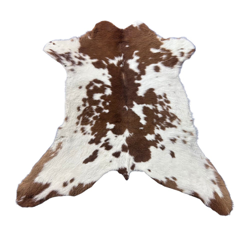 Brown and White Calf Skin (longish hair) Size: 45x40" X-001