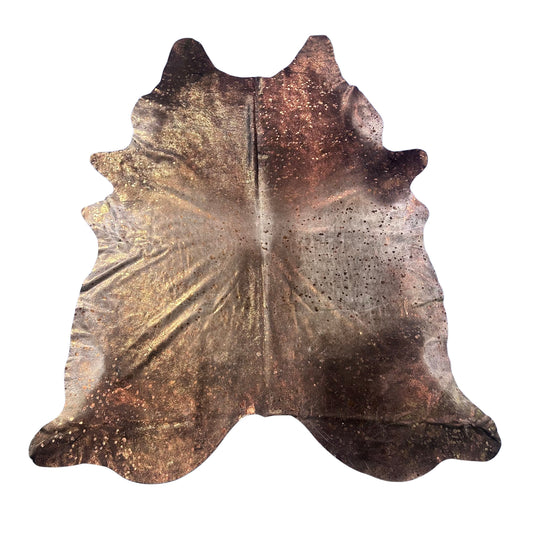 Bronze Metallic Acid Washed Grey Cowhide Rug (huge gorgeous hide/ 1 patch) Size: 8.5x6.5 feet X-019