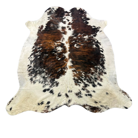 Tricolor Cowhide Rug (super thick and heavy hide) Size: 7.7x7 feet X-037