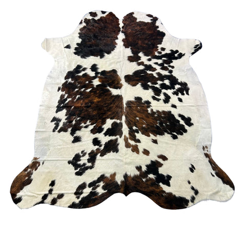 Huge Tricolor Cowhide Rug Size: 8x7 feet X-038